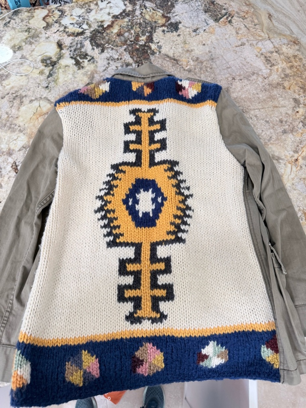 Anthropologie Utility Jacket with Southwestern Knit Back Panel
